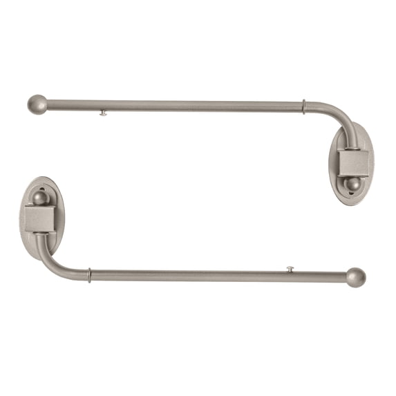 Meriville 24"-38" Swing Arm Curtain Rod, 3/4" Diameter, Pewter, 2 pieces