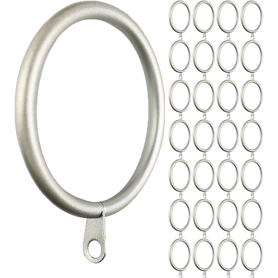 MERIVILLE Curtain Rings with Eyelets, Set of 28, 1.5" Inner Diameter, Fits Up to 1 1/4" Rod, Pewter