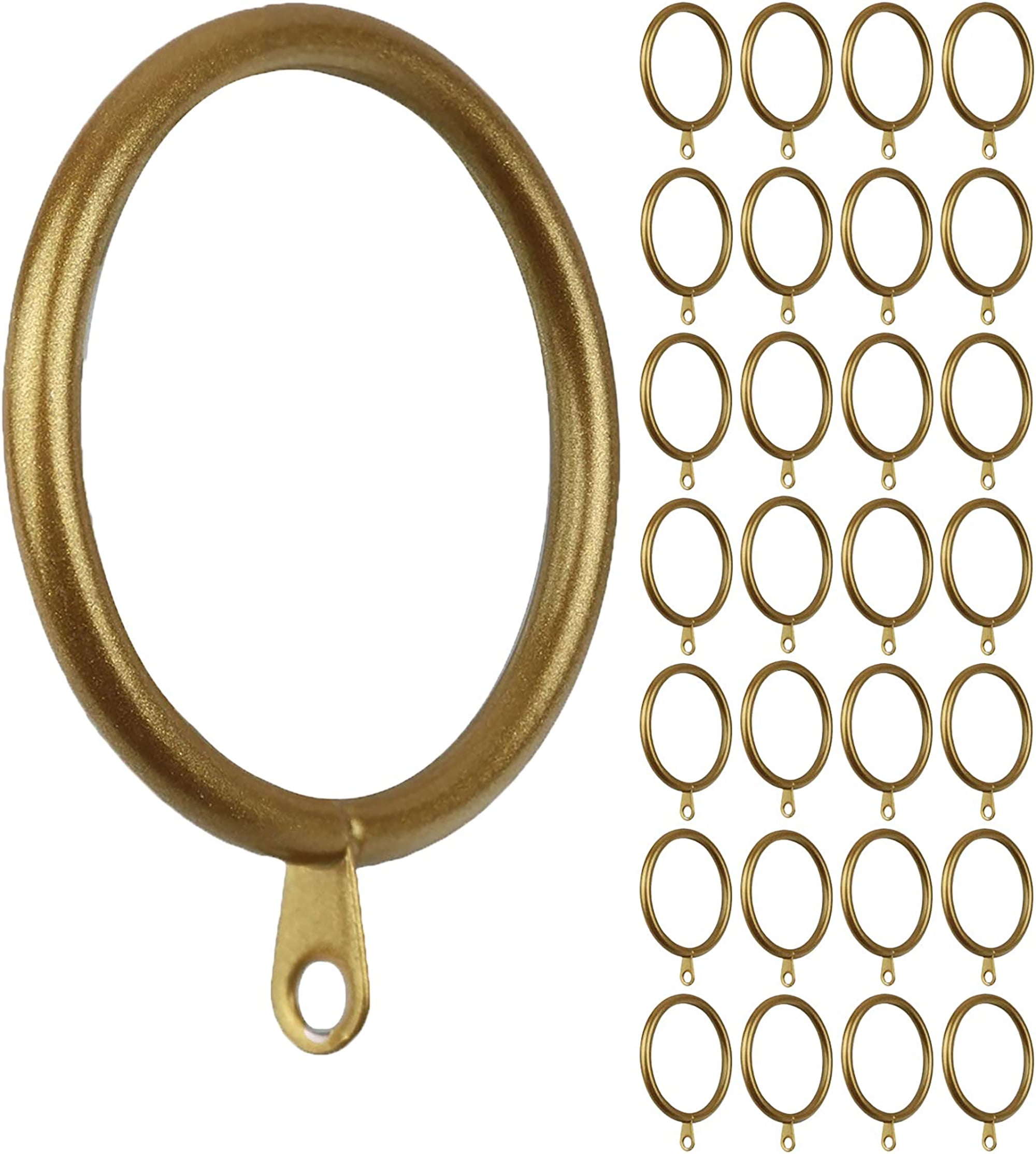 Gold 1.5-Inch Metal Curtain Rings with Eyelets, Set of 28