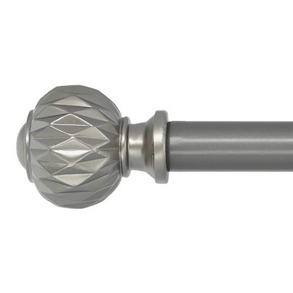 Meriville 3/4" Diameter Single Window Curtain Rod, Castani Finial, 28-inch to 48-inch Adjustable, Black