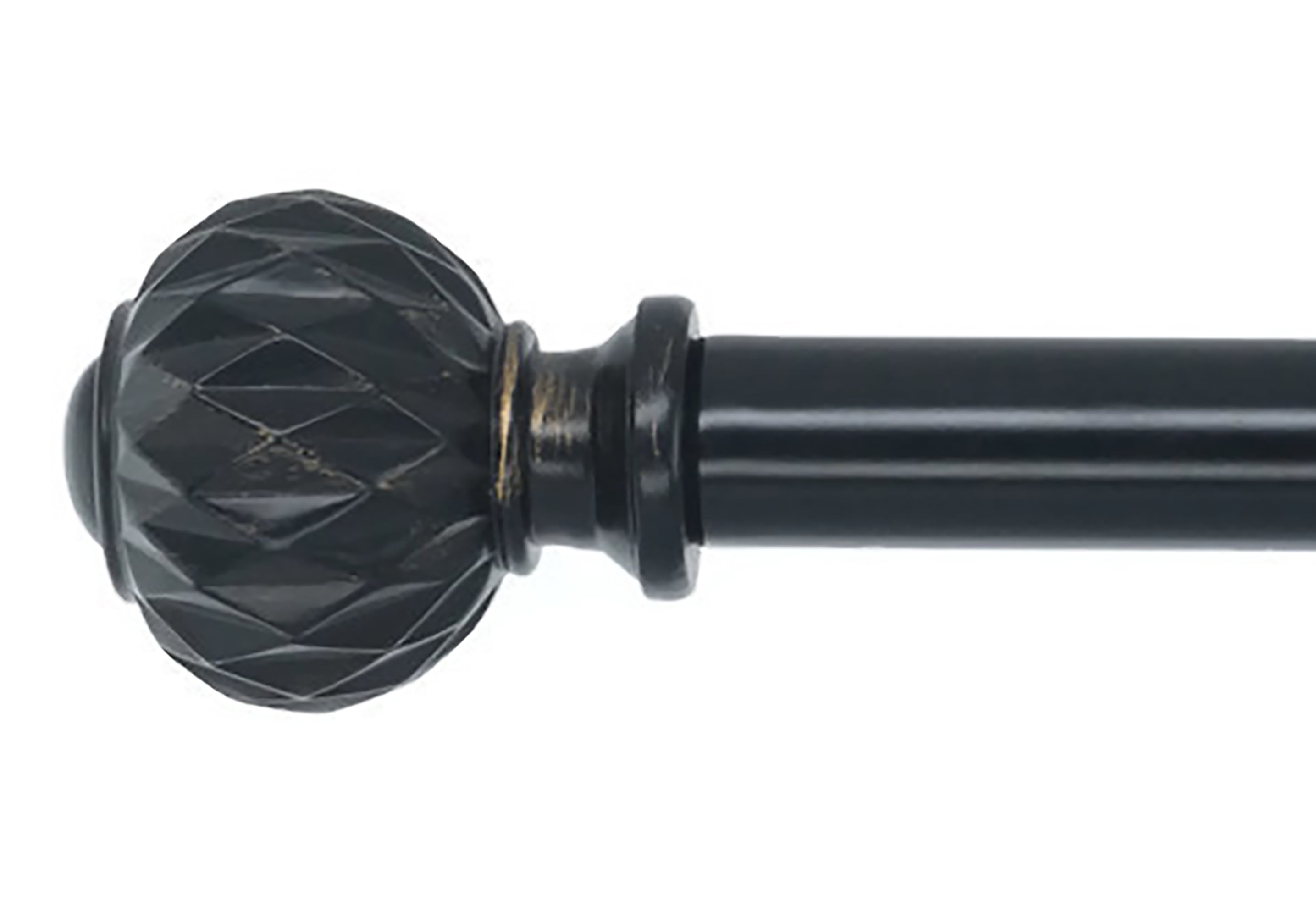 Meriville 3/4" Diameter Single Window Curtain Rod, Castani Finial, 84-inch to 120-inch Adjustable, Black