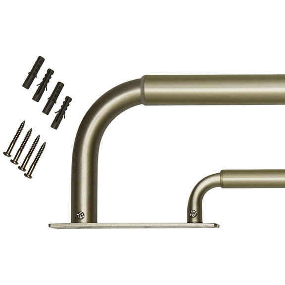 Meriville Double Wrap Around Blackout Curtain Rod Set - 1-inch Diameter Front Rod and 5/8-inch Diameter Back Rod, 48-84 Inch Adjustable, Pewter Finish