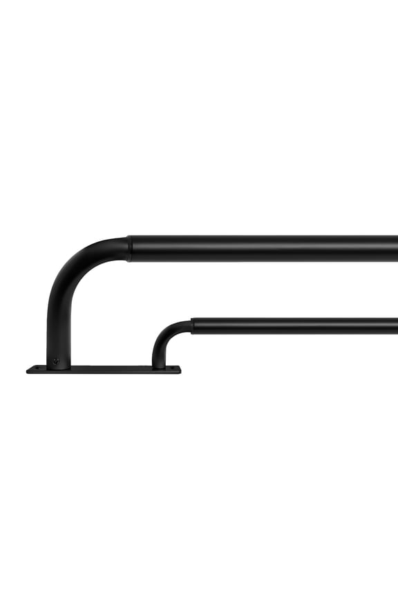 1" Double Wraparound Curtain Rod Set, Adjustable 28–48 Inches, Blackout Design, Black