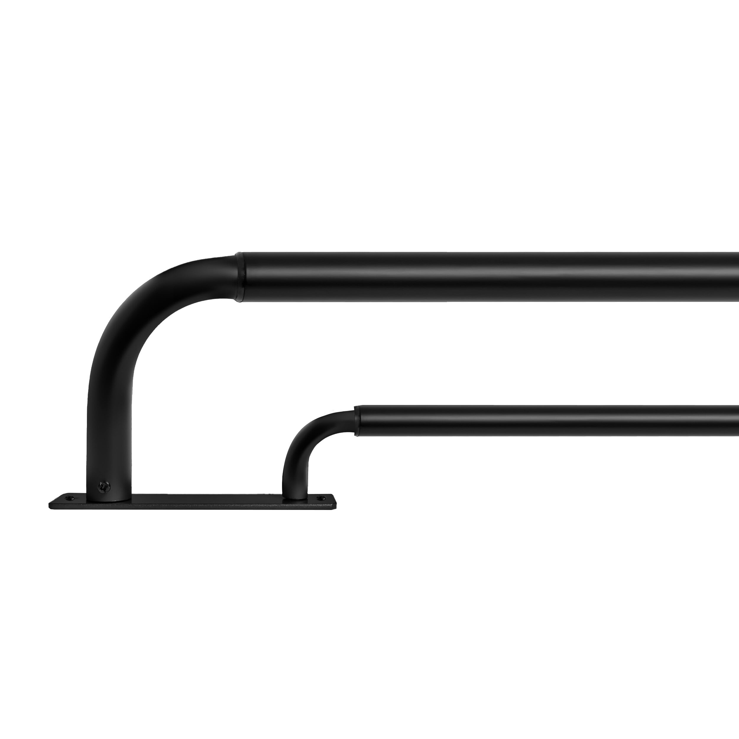 MERIVILLE 1" Double Wraparound Curtain Rod Set, Adjustable 96-144 Inches, Blackout Design, Black