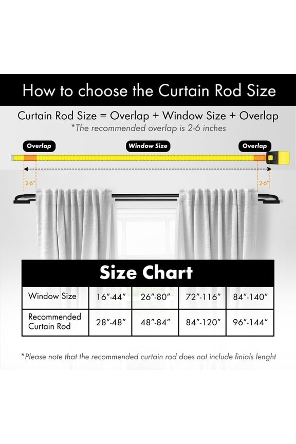 1" Double Wraparound Curtain Rod Set, Adjustable 28-48 Inches, Blackout Design, Glossy White