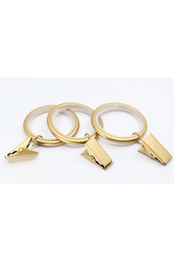1.5-Inch Inner Diameter Curtain Rings with Clips and Protective Inserts, Fits Up to 1.25-Inch Curtain Rod, Set of 14, Gold