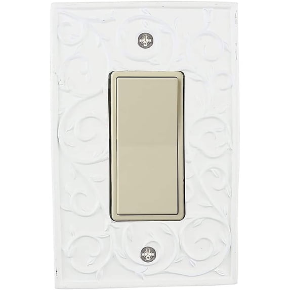Meriville French Scroll 1 Rocker Wallplate, Single Switch Electrical Cover Plate, Off White