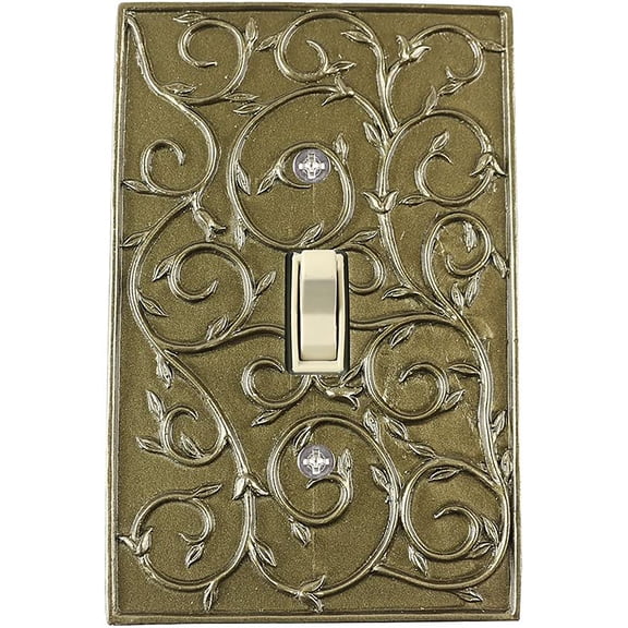 Meriville French Scroll 1 Toggle Wallplate, Single Switch Electrical Cover Plate, Aged Gold