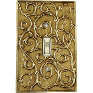 Meriville French Scroll 1 Toggle Wallplate, Single Switch Electrical Cover Plate, Antique Gold