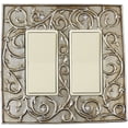 thumbnail image 1 of Meriville French Scroll 2 Rocker Wallplate, Double Switch Electrical Cover Plate, Aged Silver, 1 of 1