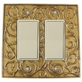 thumbnail image 1 of Meriville French Scroll 2 Rocker Wallplate, Double Switch Electrical Cover Plate, Antique Gold, 1 of 1