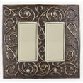 thumbnail image 1 of Meriville French Scroll 2 Rocker Wallplate, Double Switch Electrical Cover Plate, Bronze, 1 of 1