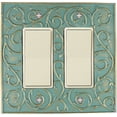 thumbnail image 1 of Meriville French Scroll 2 Rocker Wallplate, Double Switch Electrical Cover Plate, Buckingham Green with Gold, 1 of 1
