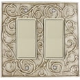 thumbnail image 1 of Meriville French Scroll 2 Rocker Wallplate, Double Switch Electrical Cover Plate, Weathered White, 1 of 1