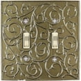 thumbnail image 1 of Meriville French Scroll 2 Toggle Wallplate, Double Switch Electrical Cover Plate, Aged Gold, 1 of 1