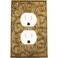 thumbnail image 1 of MERIVILLE French Scroll Duplex Outlet Wall Plate, Decorative Electrical Receptacle Cover, Antique Gold, 1 of 1