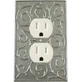 thumbnail image 1 of Meriville French Scroll Electrical Outlet Wall Plate Cover, Hand Painted Single Duplex receptacle outlet cover, Pewter, 1 of 1