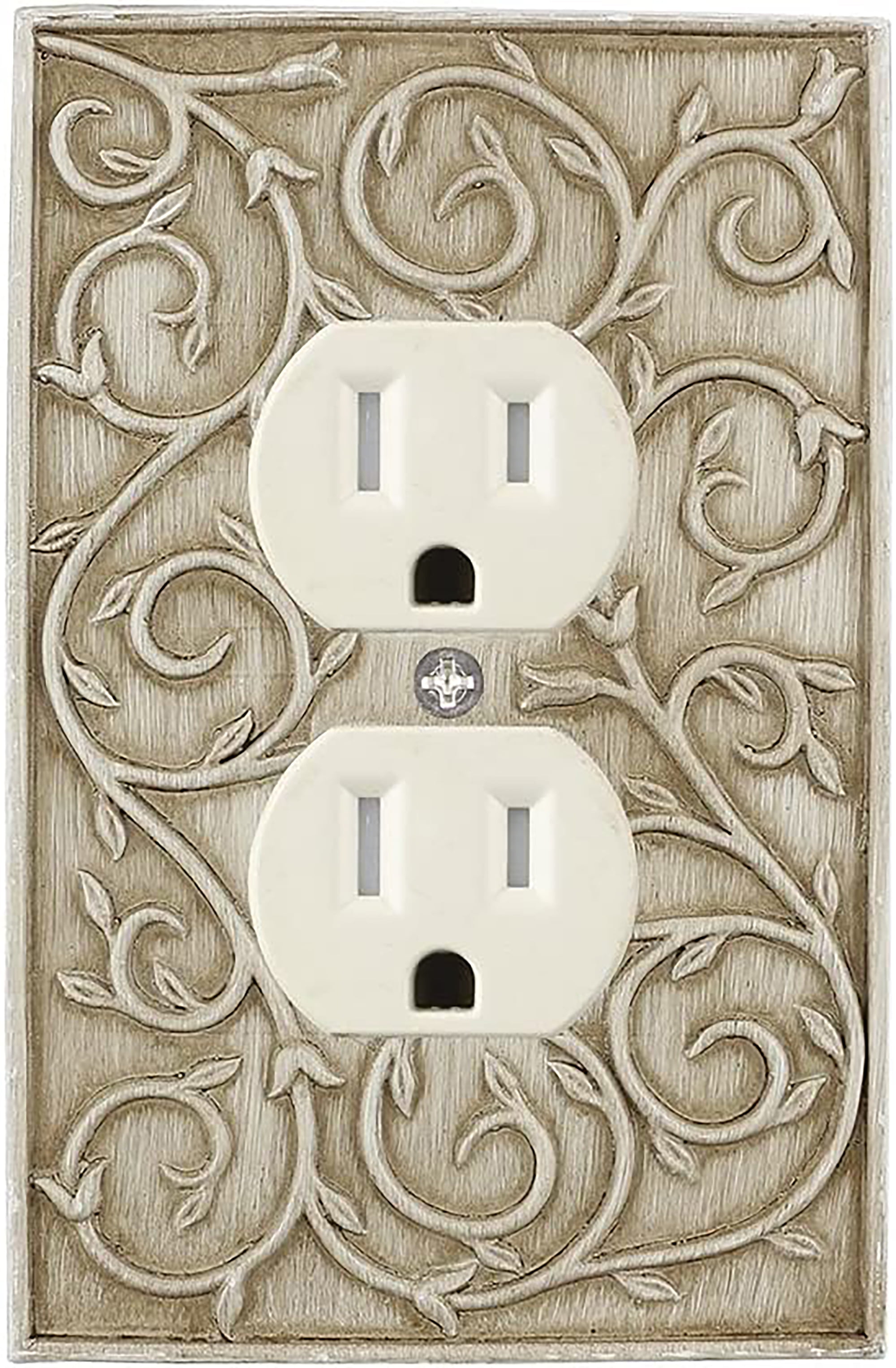 Meriville French Scroll Electrical Outlet Wall Plate Cover, Hand Painted Single Duplex