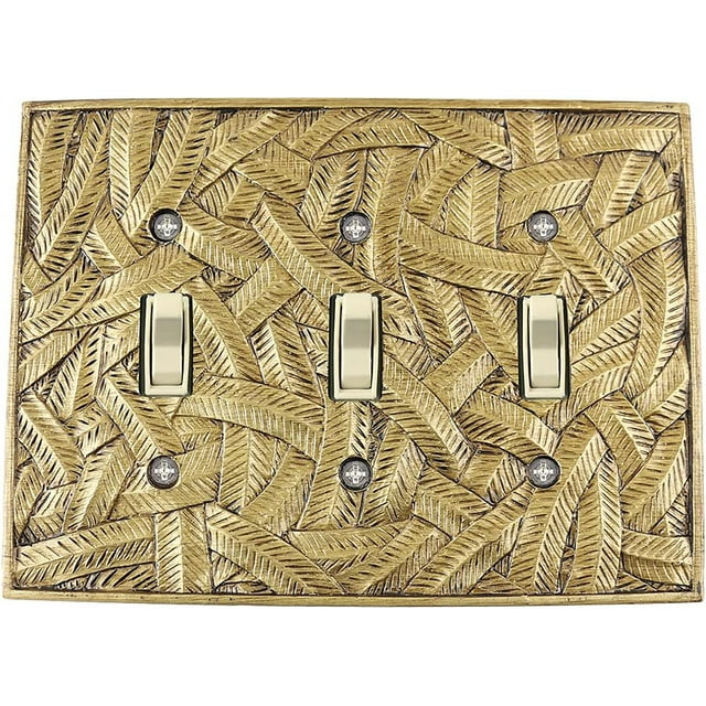 Meriville Island 3 Toggle Wallplate, Triple Switch Electrical Cover Plate, Antique Gold
