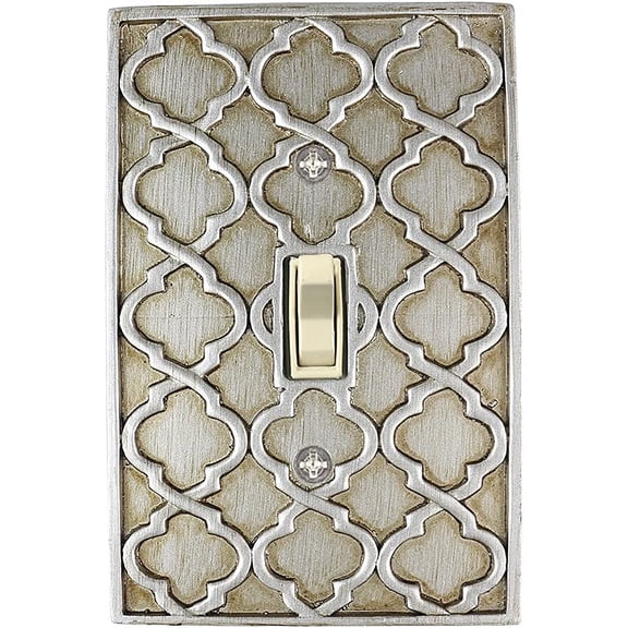 Meriville Moroccan 1 Toggle Wallplate, Single Switch Electrical Cover Plate, Aged Silver