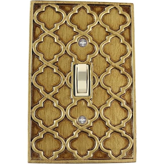 Meriville Moroccan 1 Toggle Wallplate, Single Switch Electrical Cover Plate, Antique Gold