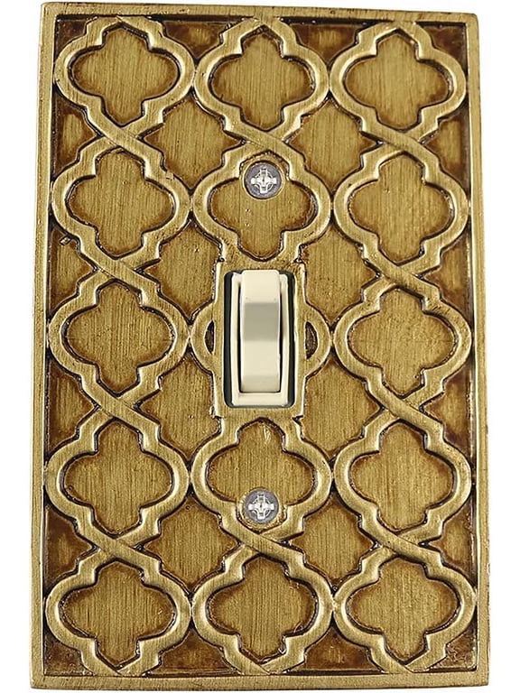 Moroccan 1 Toggle Wallplate, Single Switch Electrical Cover Plate, Antique Gold