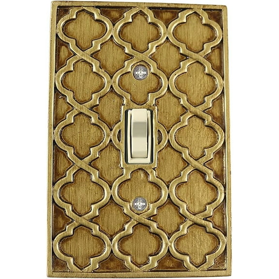 Meriville Moroccan 1 Toggle Wallplate, Single Switch Electrical Cover Plate, Antique Gold
