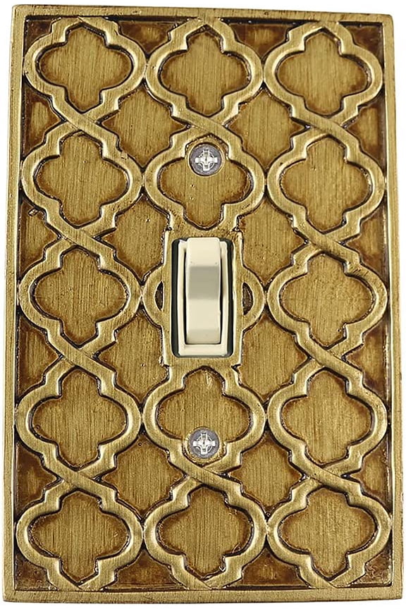 Moroccan 1 Toggle Wallplate, Single Switch Electrical Cover Plate, Antique Gold
