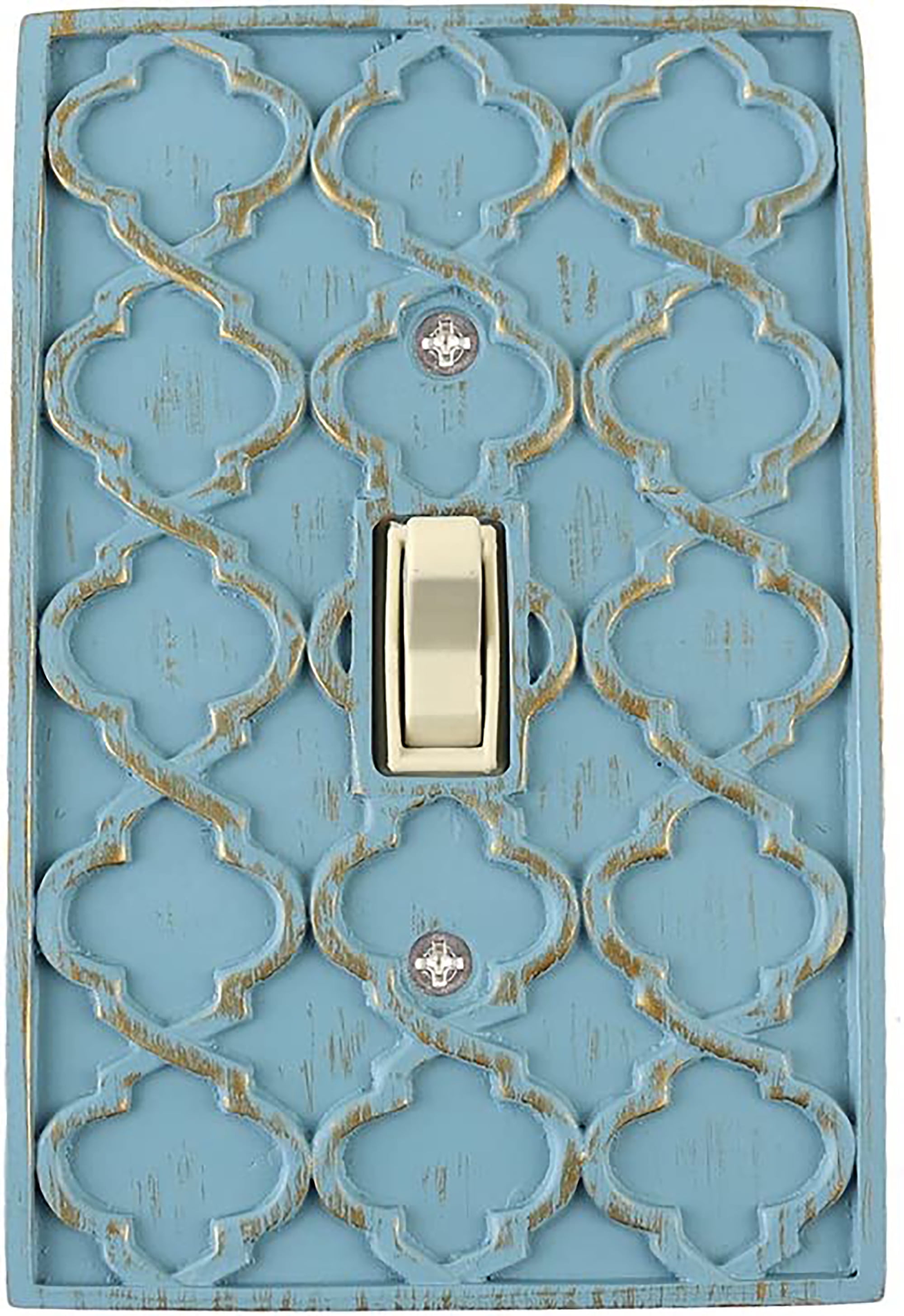 Cameo Blue and Gold Moroccan Poly Resin Toggle Switch Plate