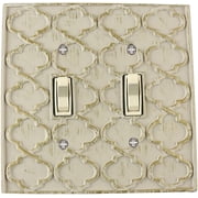 Meriville Moroccan 2 Toggle Wallplate, Double Switch Electrical Cover Plate, Ivory