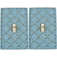 thumbnail image 1 of Meriville Pack of 2 Moroccan 1 Toggle Wallplate, Single Switch Electrical Cover Plate, Cameo Blue with Gold, 1 of 1