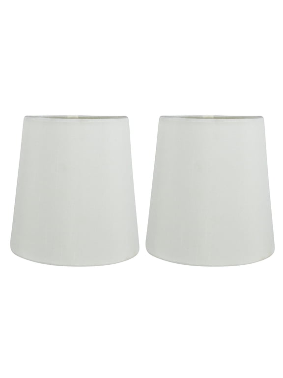Set of 2 Eggshell Faux Silk Clip On Chandelier Lamp Shades, 4-inch by 5-inch by 5-inch
