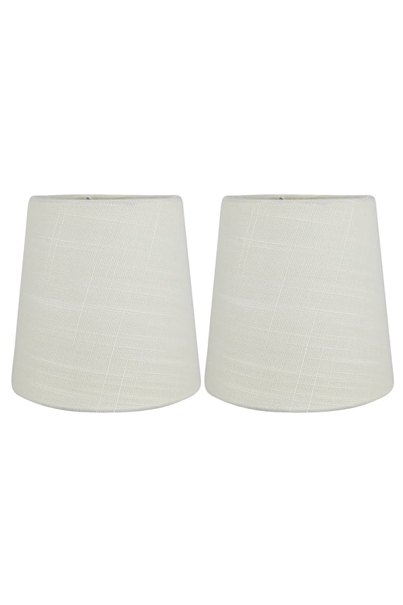Set of 2 Eggshell Linen Clip On Chandelier Lamp Shades, 4-inch by 5-inch by 5-inch