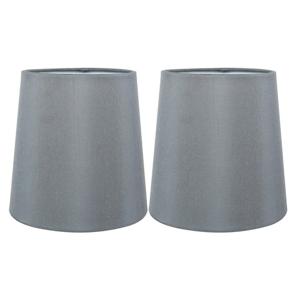 Meriville Set of 2 Gray Faux Silk Clip On Chandelier Lamp Shades, 4-inch by 5-inch by 5-inch
