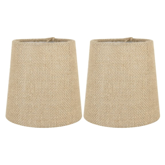 Meriville Set of 2 Natural Burlap Clip On Chandelier Lamp Shades, 4-inch by 5-inch by 5-inch