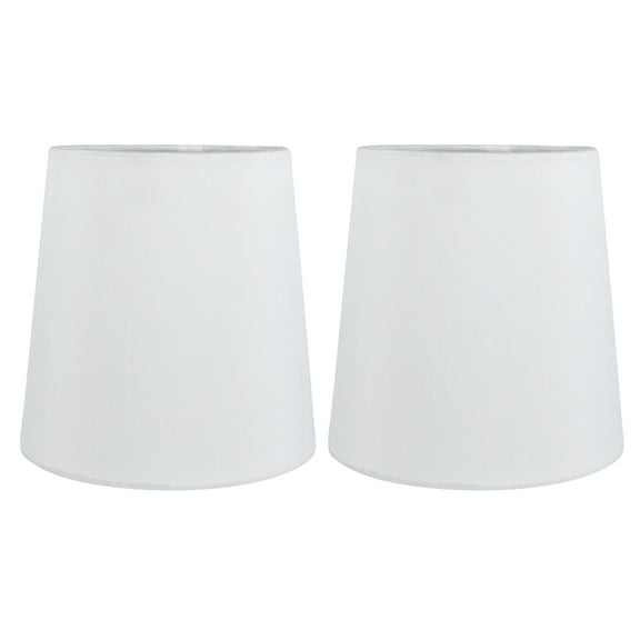 Meriville Set of 2 Off White Faux Silk Clip On Chandelier Lamp Shades, 4-inch by 5-inch by 5-inch
