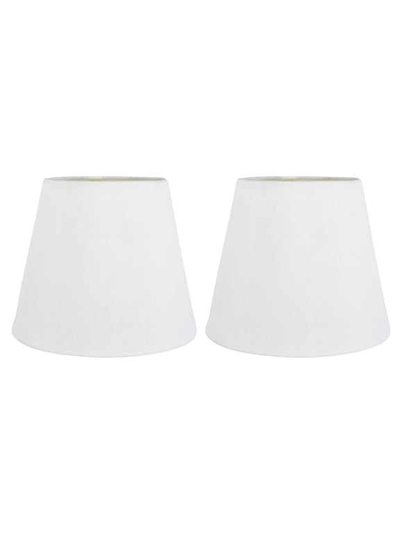 Set of 2 Off White Faux Silk Clip On Chandelier Lamp Shades, 4-inch by 6-inch by 5-inch