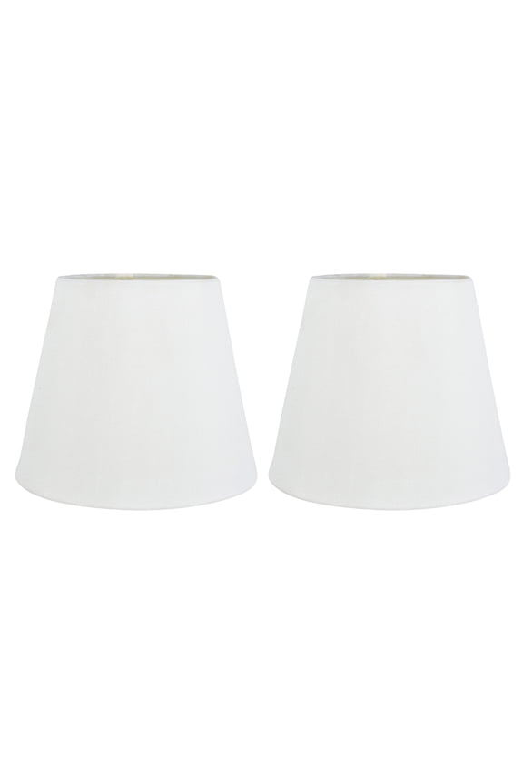 Set of 2 Off White Faux Silk Clip On Chandelier Lamp Shades, 4-inch by 6-inch by 5-inch