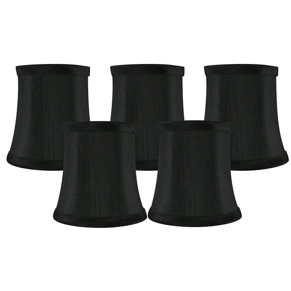 Meriville Set of 5 Black Faux Silk Clip On Chandelier Lamp Shades, 3.5-inch by 4.5-inch by 4.5-inch