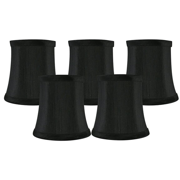 Meriville Set of 5 Black Faux Silk Clip On Chandelier Lamp Shades, 3.5-inch by 4.5-inch by 4.5-inch