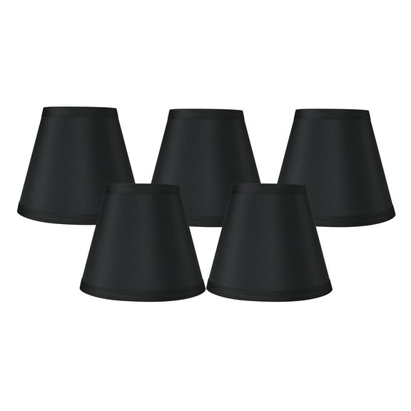 Meriville Set of 5 Black Faux Silk Clip On Chandelier Lamp Shades, 3.5-inch by 6-inch by 5-inch