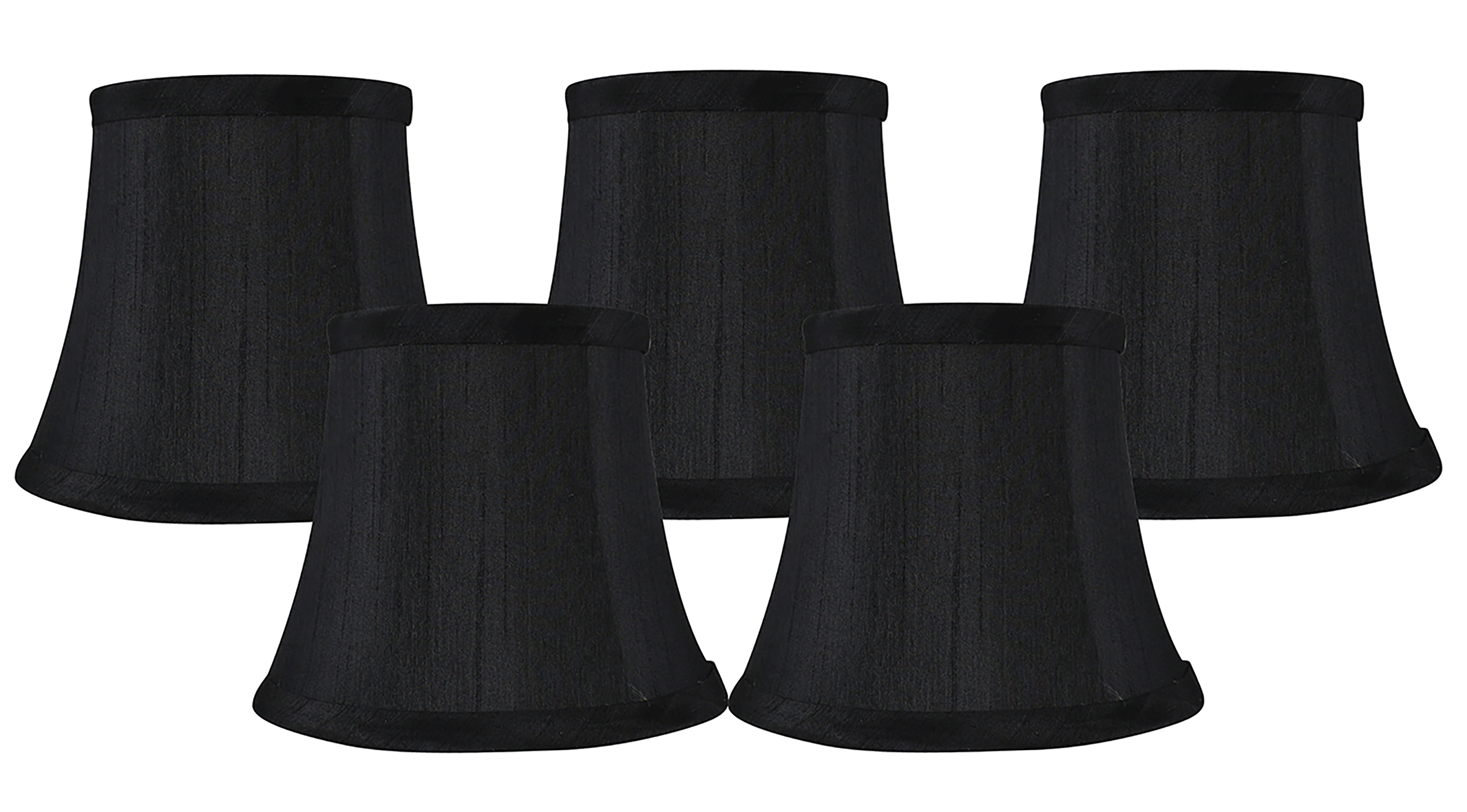 Meriville Set of 5 Black Faux Silk Clip On Chandelier Lamp Shades, 4-inch by 6-inch by 5-inch