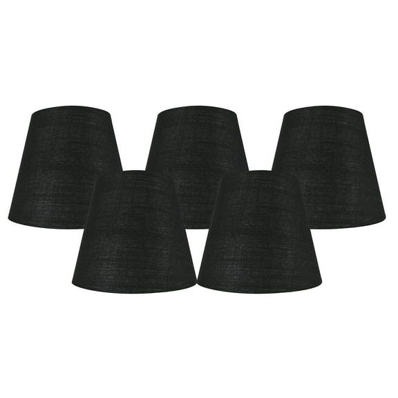Meriville Set of 5 Black Linen Clip On Chandelier Lamp Shades, 4-inch by 6-inch by 5-inch