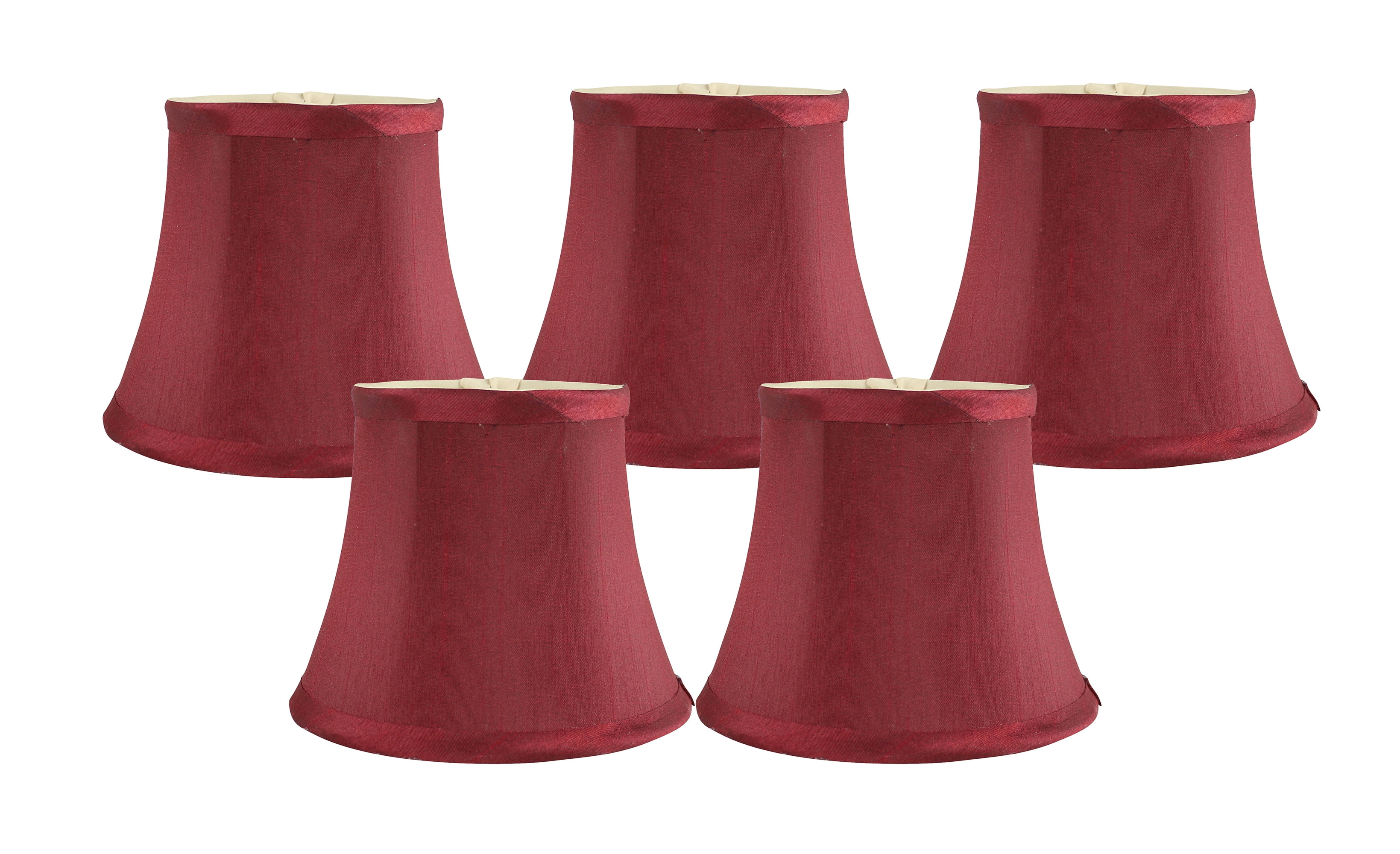 Burgundy Faux Silk Bell Chandelier Lamp Shades, Set of 5