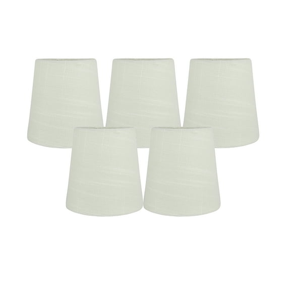 Meriville Set of 5 Eggshell Linen Clip On Chandelier Lamp Shades, 3.5-inch by 4.5-inch by 4.5-inch