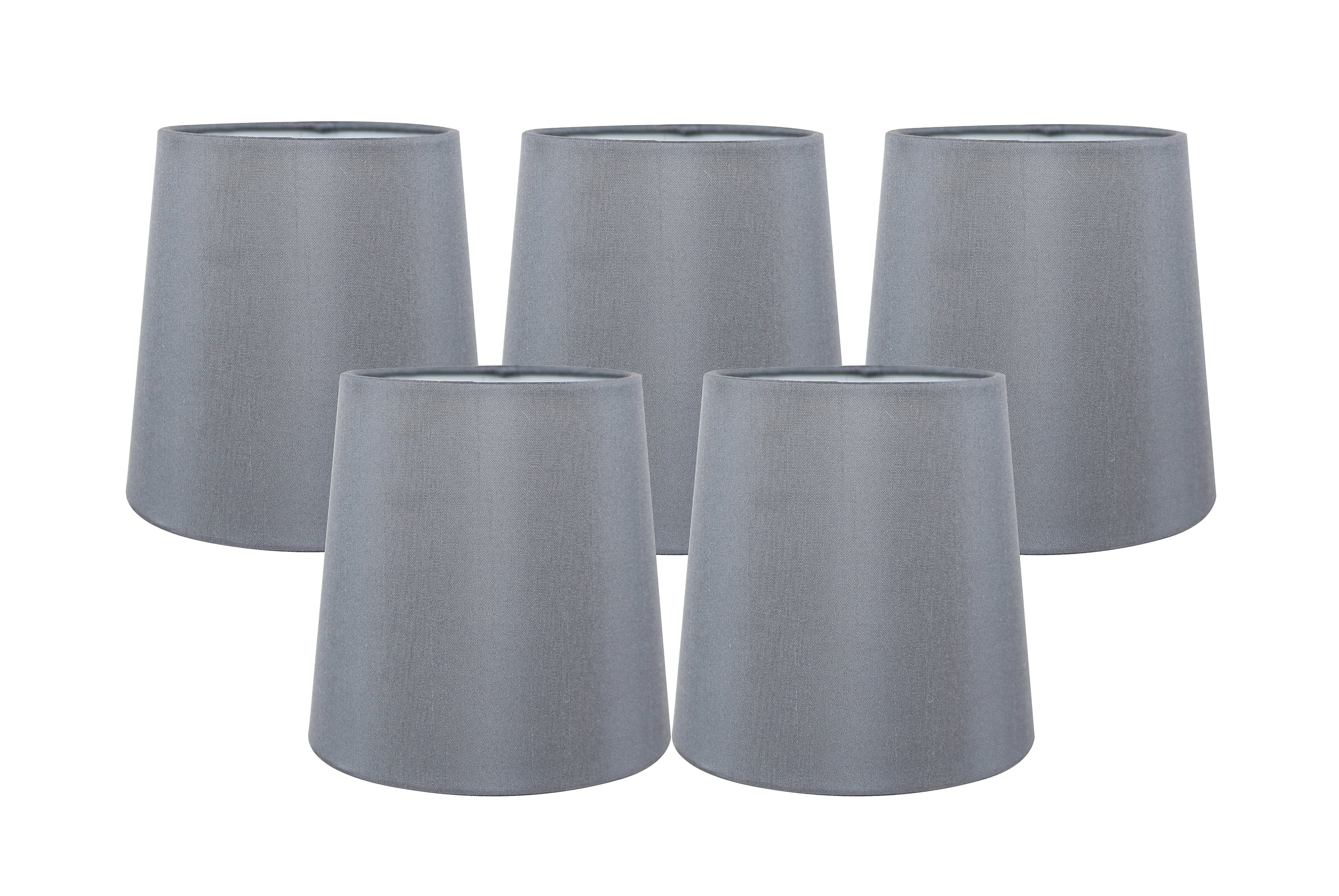 Meriville Set of 5 Gray Faux Silk Clip On Chandelier Lamp Shades, 4-inch by 5-inch by 5-inch