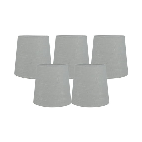 Meriville Set of 5 Gray Linen Clip On Chandelier Lamp Shades, 4-inch by 5-inch by 5-inch (Grey, Set of 5)