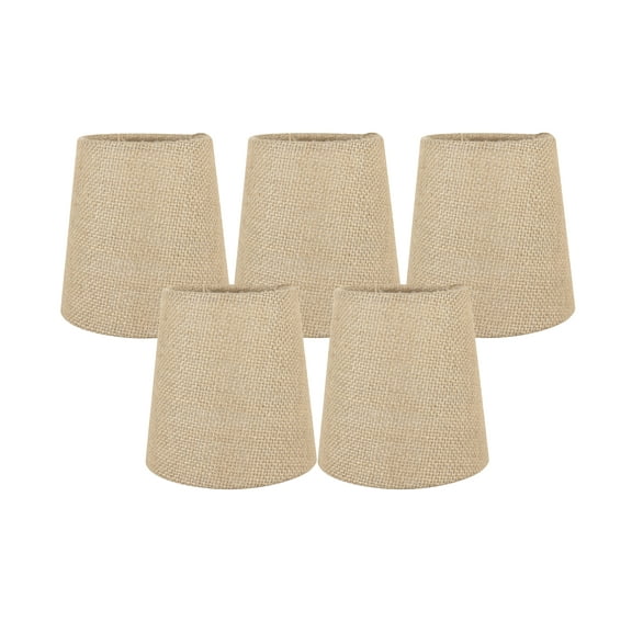 Meriville Set of 5 Natural Burlap Clip On Chandelier Lamp Shades, 3.5-inch by 4.5-inch by 4.5-inch