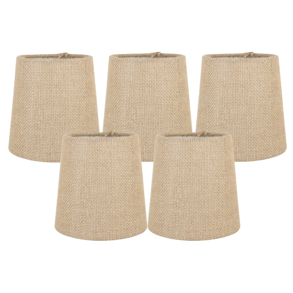 Meriville Set of 5 Natural Burlap Clip On Chandelier Lamp Shades, 4-inch by 5-inch by 5-inch