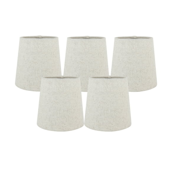 Meriville Set of 5 Natural Linen Clip On Chandelier Lamp Shades, 4-inch by 5-inch by 5-inch